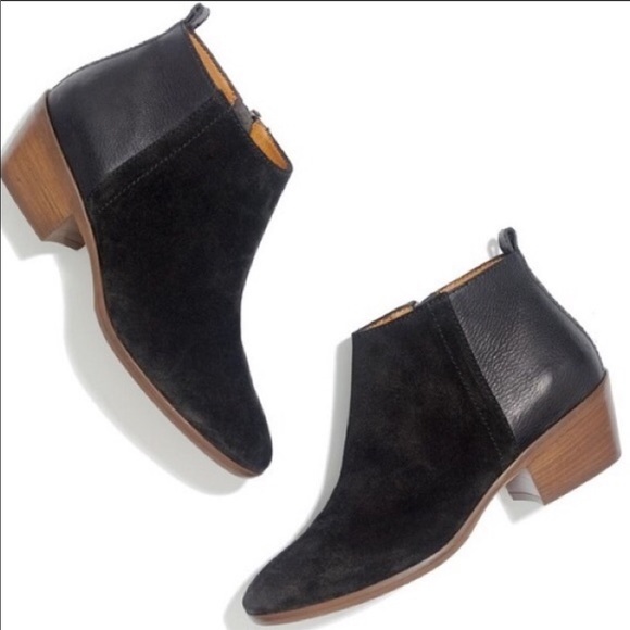 Madewell Shoes - Madewell Charley Black Leather&Suede Ankle Boots 9